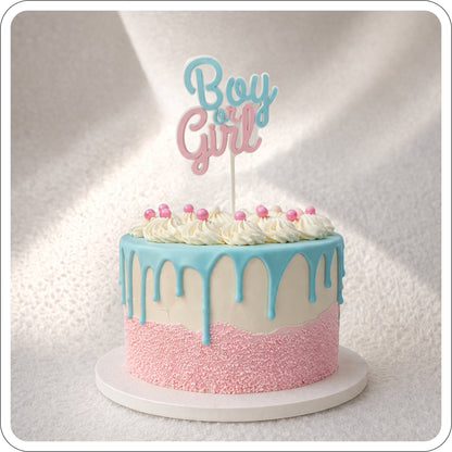 "Boy or Girl" Gender Reveal Topper | Personalised 3D Printed Vertical Display (T1006)