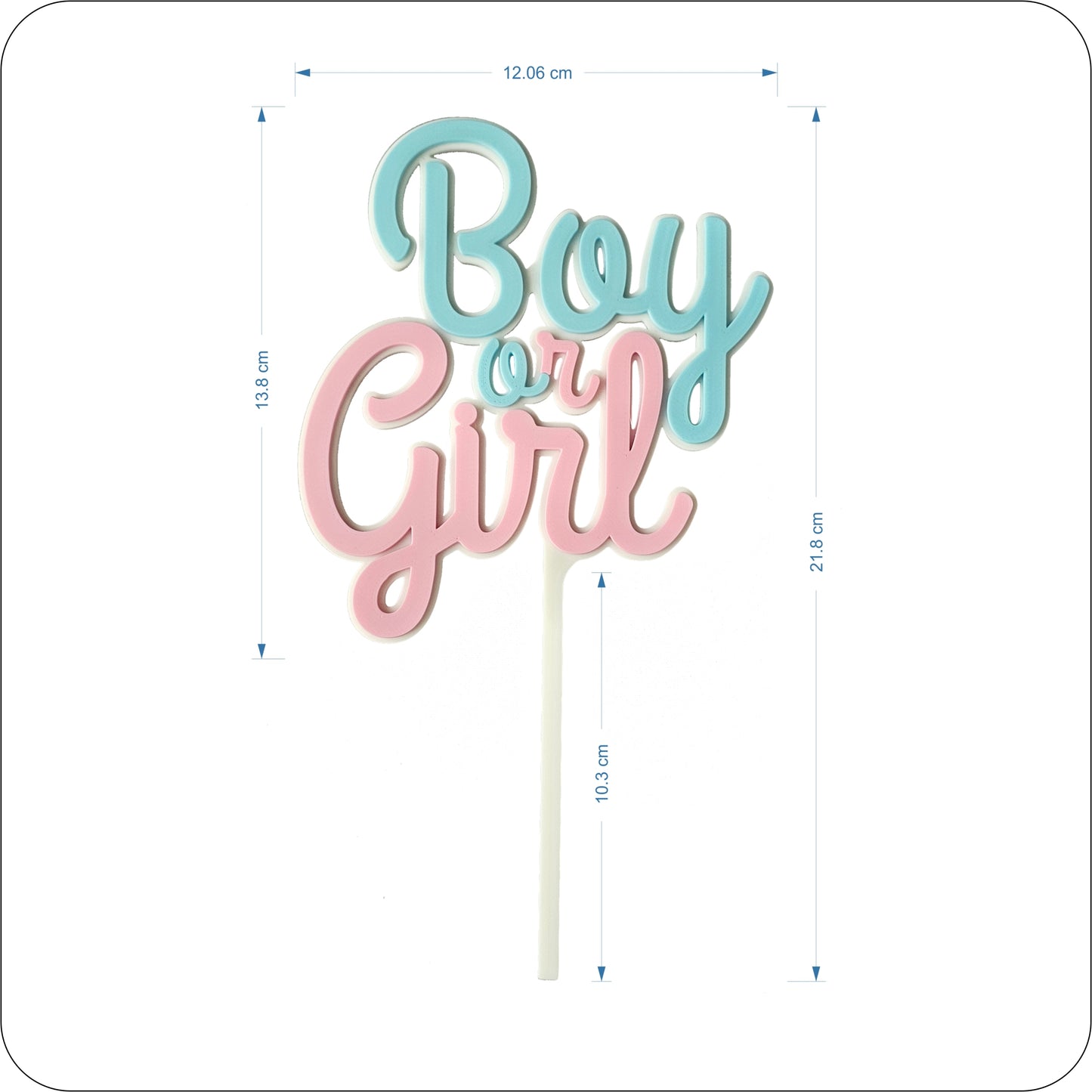 "Boy or Girl" Gender Reveal Topper | Personalised 3D Printed Vertical Display (T1006)